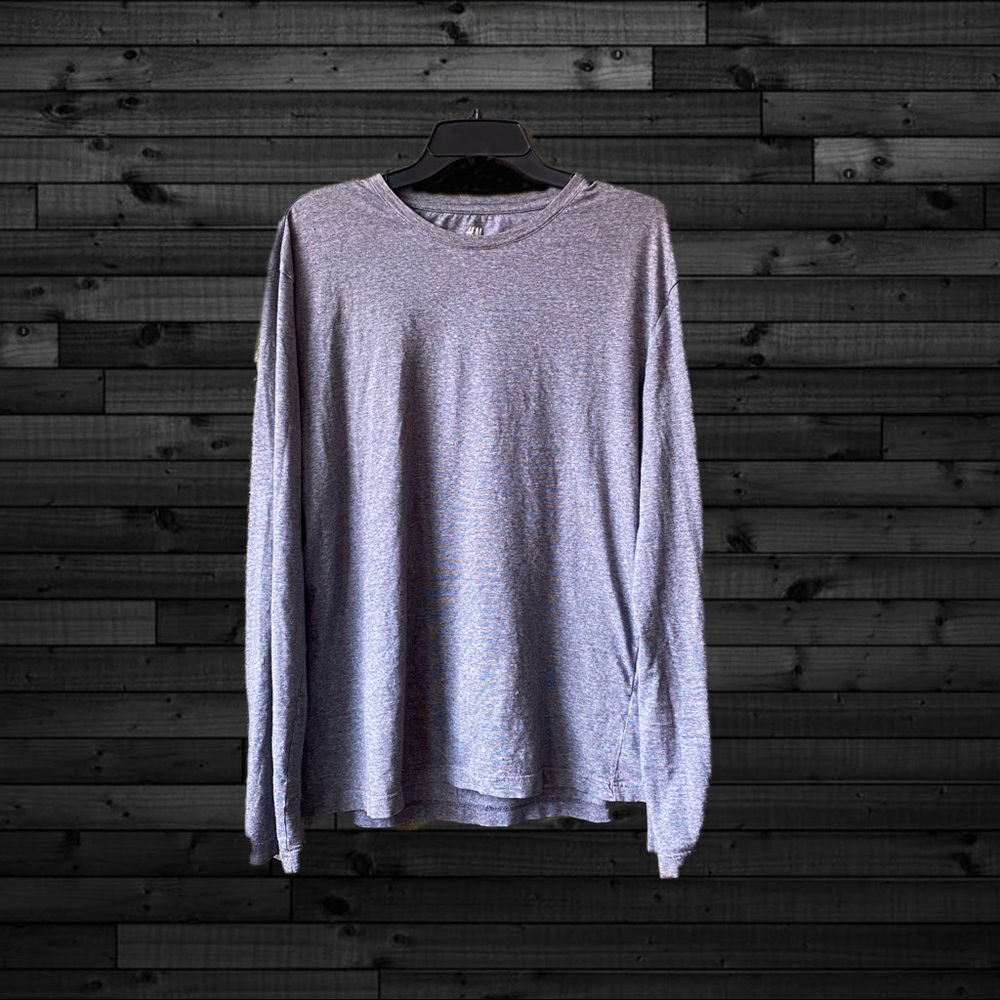 H&M Heather Gray Plain Long Sleeve Slim Fit XL